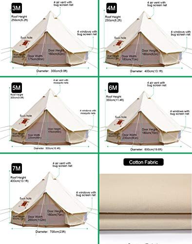 PlayDo Waterproof 4 Season Cotton Canvas Bell Yurt with Stove Jack Hole for Outdoor Camping