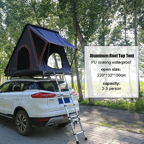 WINTENT Pop Up Triangle Hard Roof Top Tent Aluminum Frame Shell Truck Roof Tent with Rack for 2-3 Person