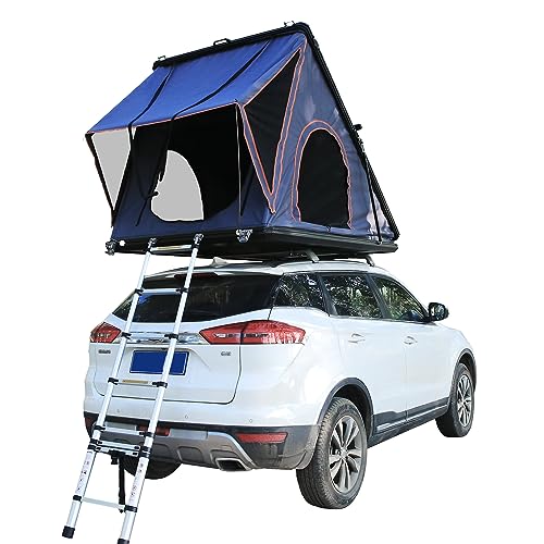 WINTENT Pop Up Triangle Hard Roof Top Tent Aluminum Frame Shell Truck Roof Tent with Rack for 2-3 Person